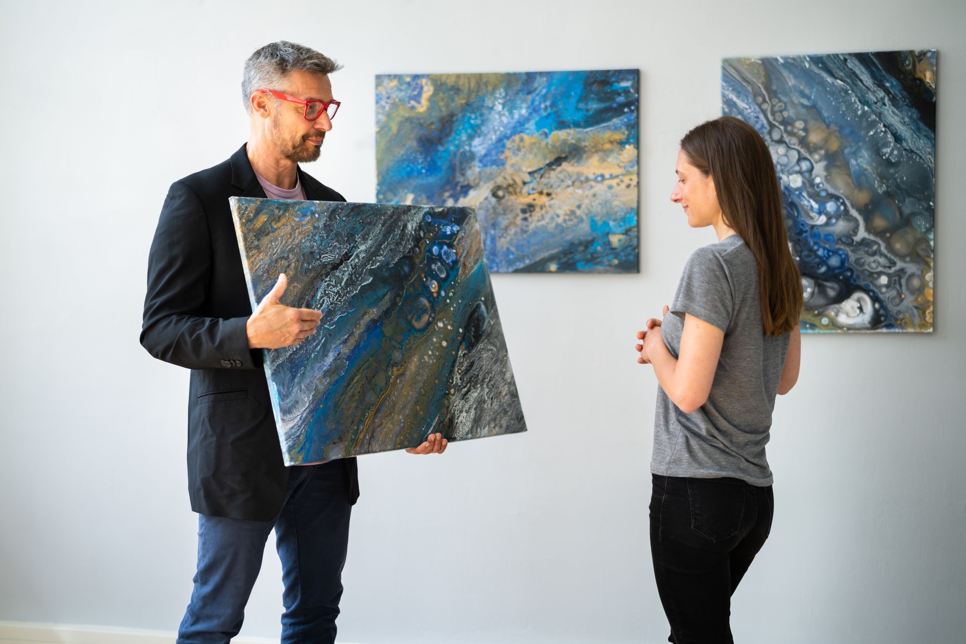 Art Painting Exhibition. Looking To Buy Modern Artwork